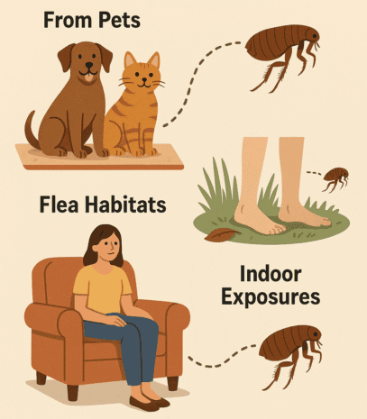 How fleas get onto humans infographic